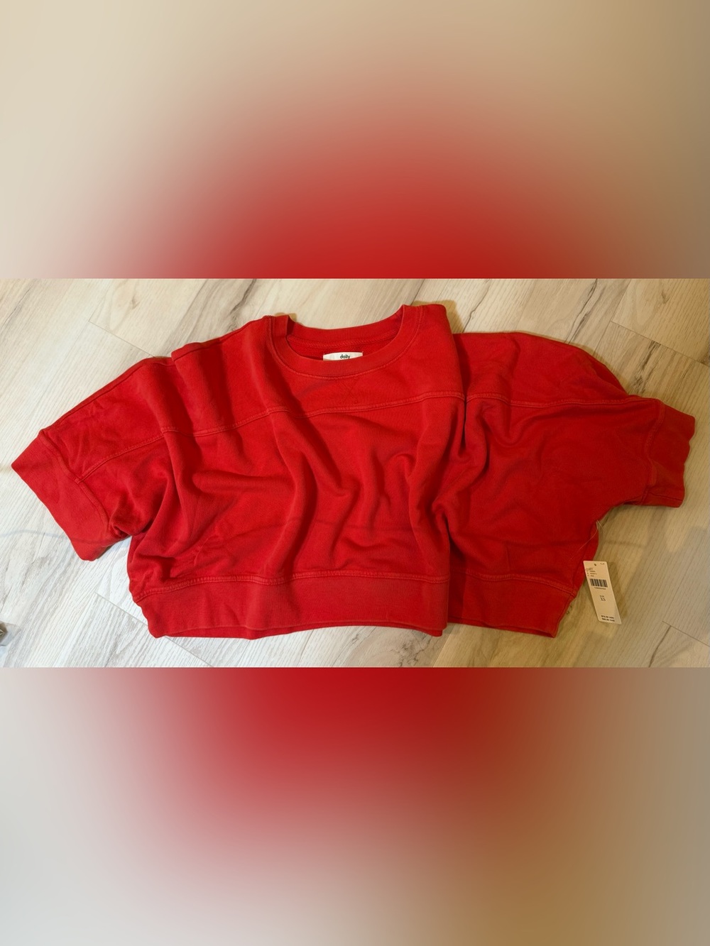 Daily Practice Women’s 100% Cotton, Curved, Oversized Top in Red. Size XS - Picture 3 of 8